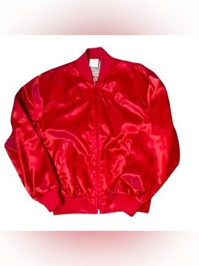 Walls satin Red Bomber Jacket with Grey  Lining. Size Large